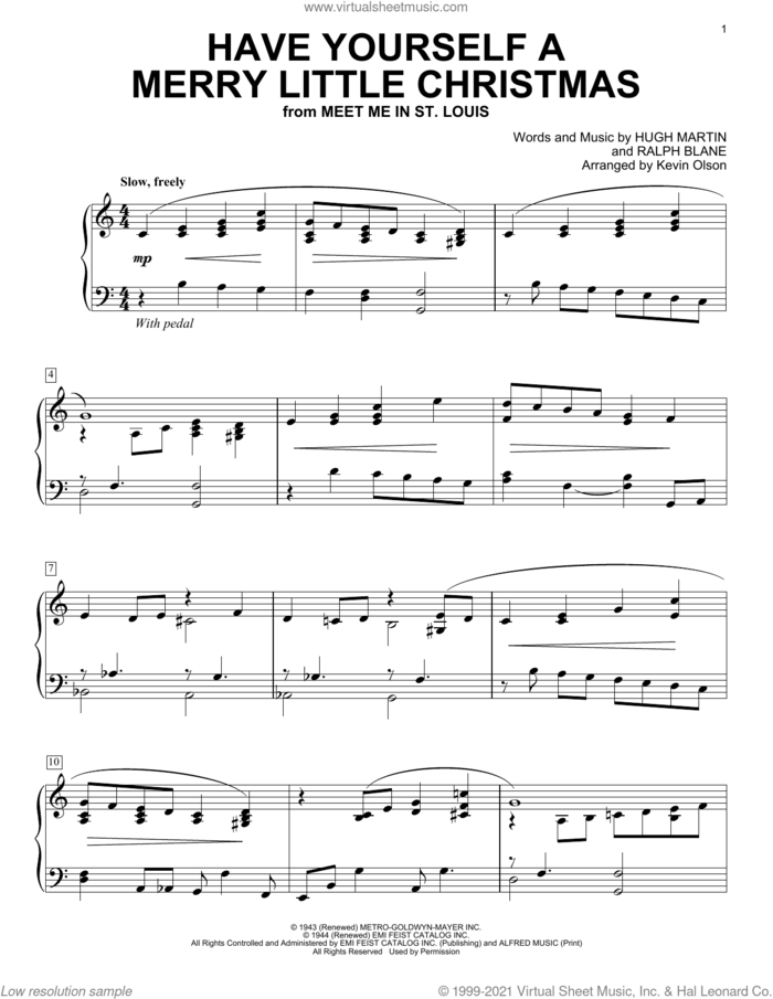 Have Yourself A Merry Little Christmas (arr. Kevin Olson) sheet music for voice and other instruments (E-Z Play) by Hugh Martin, Kevin Olson, Carpenters and Ralph Blane, easy skill level
