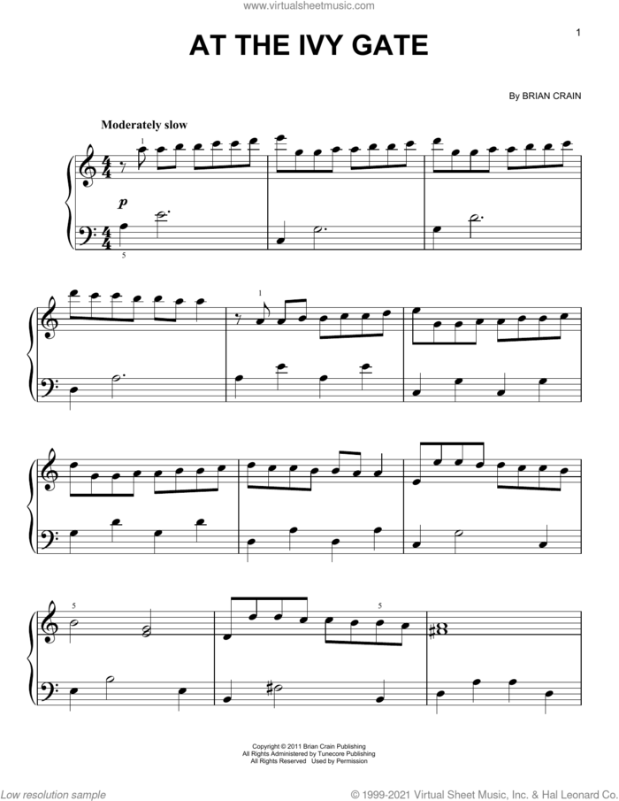 At The Ivy Gate sheet music for piano solo by Brian Crain, classical score, easy skill level