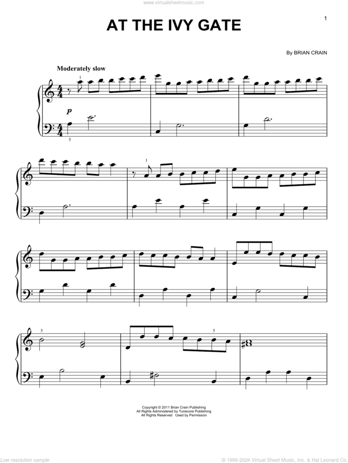 At The Ivy Gate sheet music for piano solo by Brian Crain, classical score, easy skill level