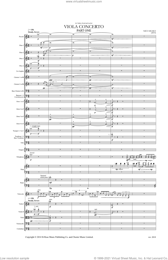 Viola Concerto (Viola and Orch) sheet music for orchestra (full score) by Nico Muhly, classical score, intermediate skill level