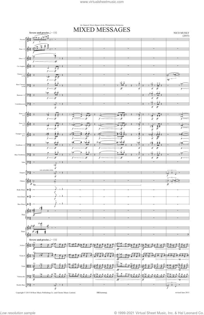 Mixed Messages sheet music for orchestra (full score) by Nico Muhly, classical score, intermediate skill level
