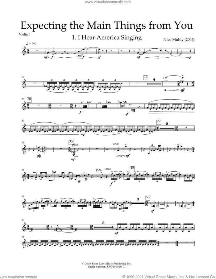 Expecting The Main Things From You sheet music for orchestra/band (parts) by Nico Muhly, classical score, intermediate skill level