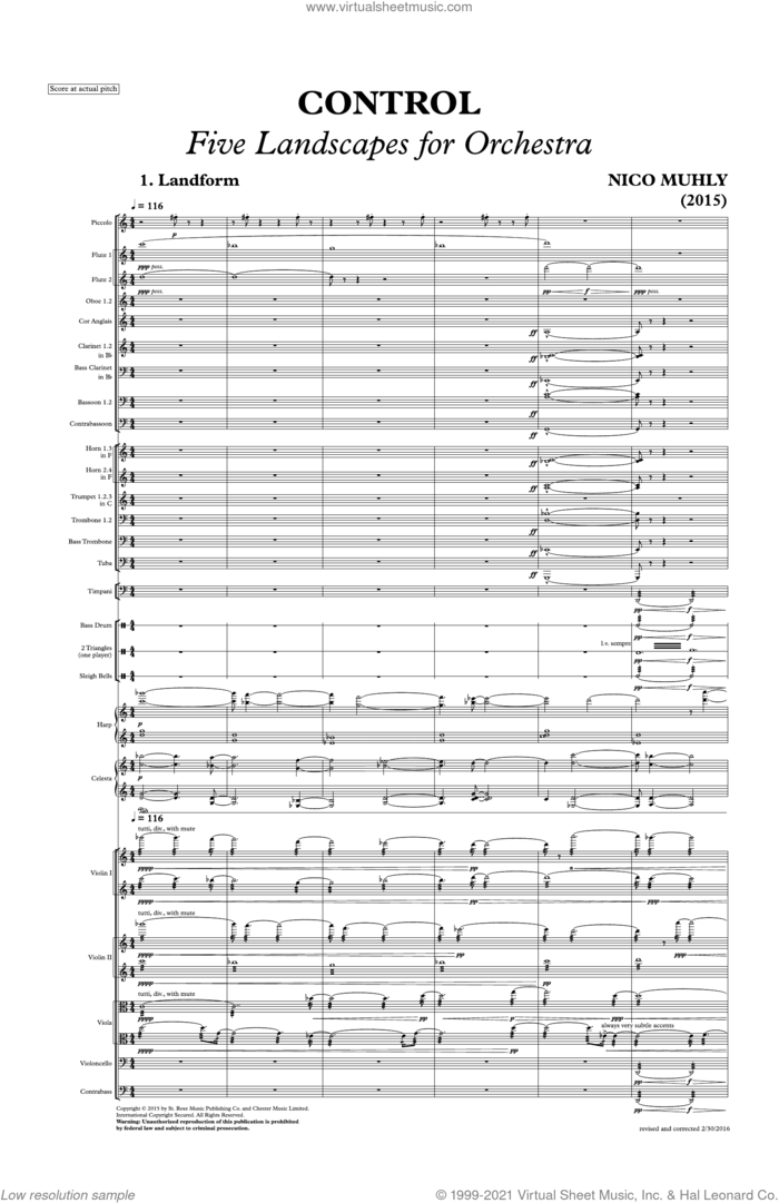 Control sheet music for orchestra (full score) by Nico Muhly, classical score, intermediate skill level