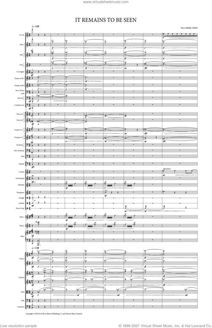 It Remains to Be Seen sheet music for orchestra (full score) by Nico Muhly, classical score, intermediate skill level