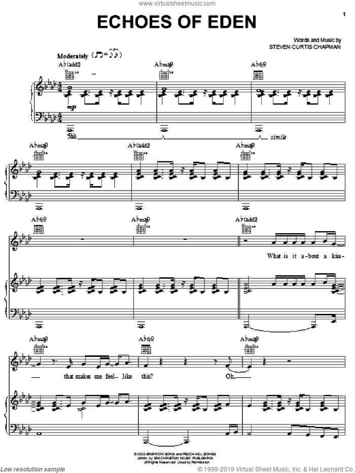 Echoes Of Eden sheet music for voice, piano or guitar by Steven Curtis Chapman, intermediate skill level