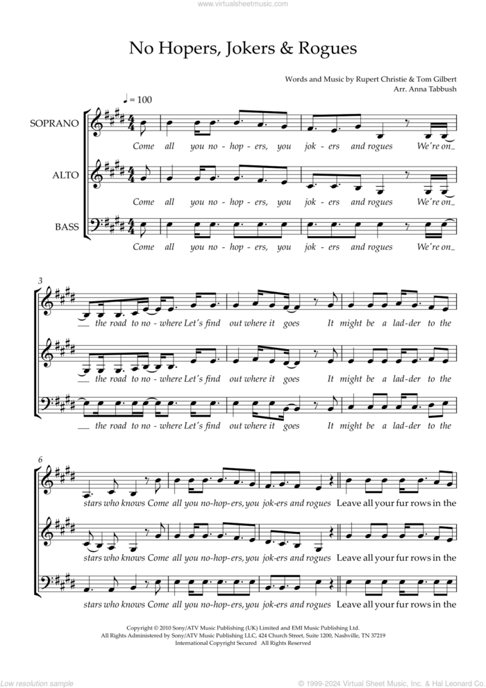 No-Hopers, Jokers and Rogues (arr. Anna Tabbush) sheet music for choir (SAB: soprano, alto, bass) by Fisherman's Friends, Anna Tabbush, Rupert Christie and Tom Gilbert, intermediate skill level