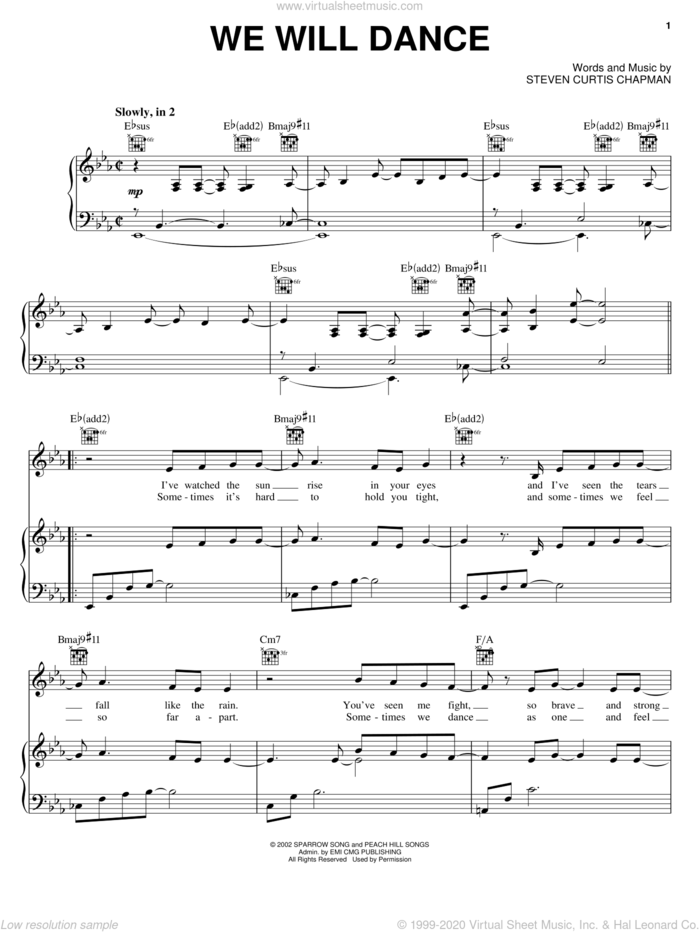 We Will Dance sheet music for voice, piano or guitar by Steven Curtis Chapman, wedding score, intermediate skill level