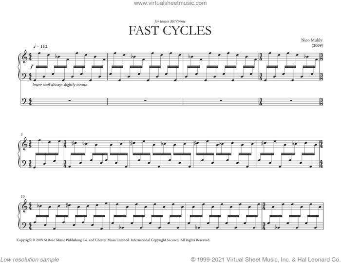 Fast Cycles sheet music for organ by Nico Muhly, classical score, intermediate skill level