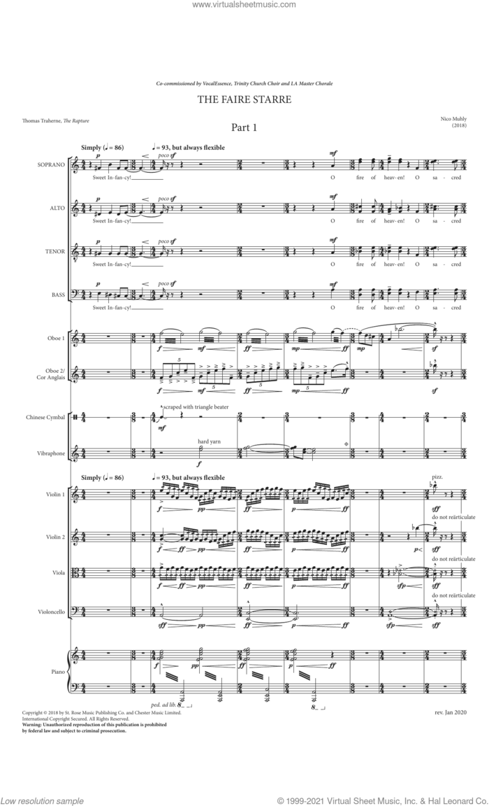 The Faire Starre (Study Score) sheet music for orchestra/band (score) by Nico Muhly, Eleanor Parker, John of Grimestone, Richard Crashaw and Thomas Traherne, classical score, intermediate skill level