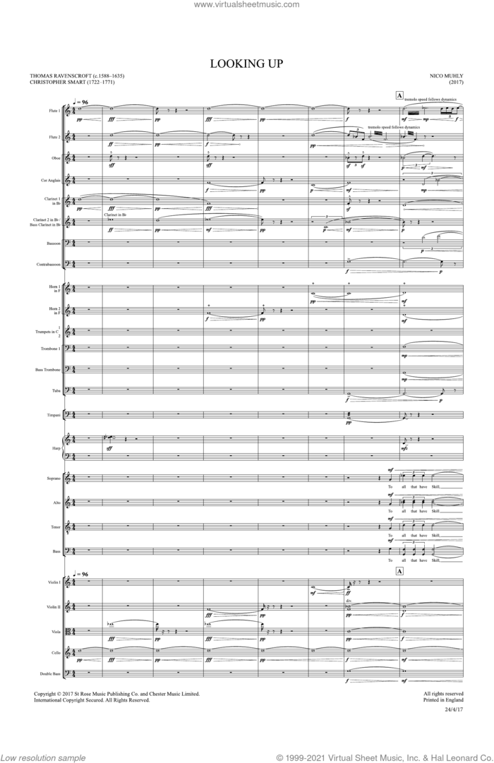 Looking Up (Score) sheet music for orchestra/band (score) by Nico Muhly, classical score, intermediate skill level