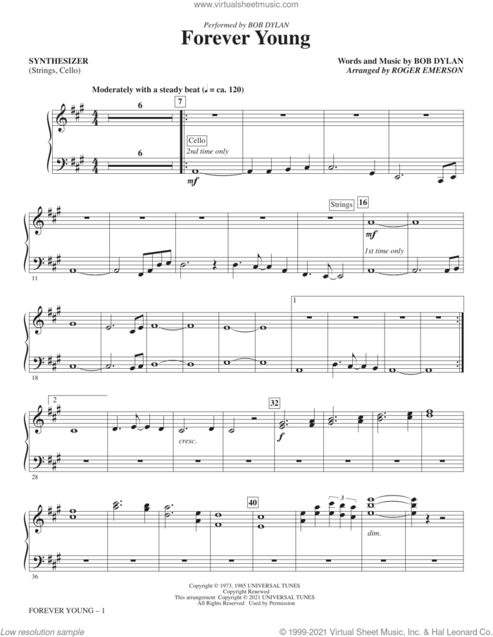 Forever Young (arr. Roger Emerson) (complete set of parts) sheet music for orchestra/band by Bob Dylan and Roger Emerson, intermediate skill level