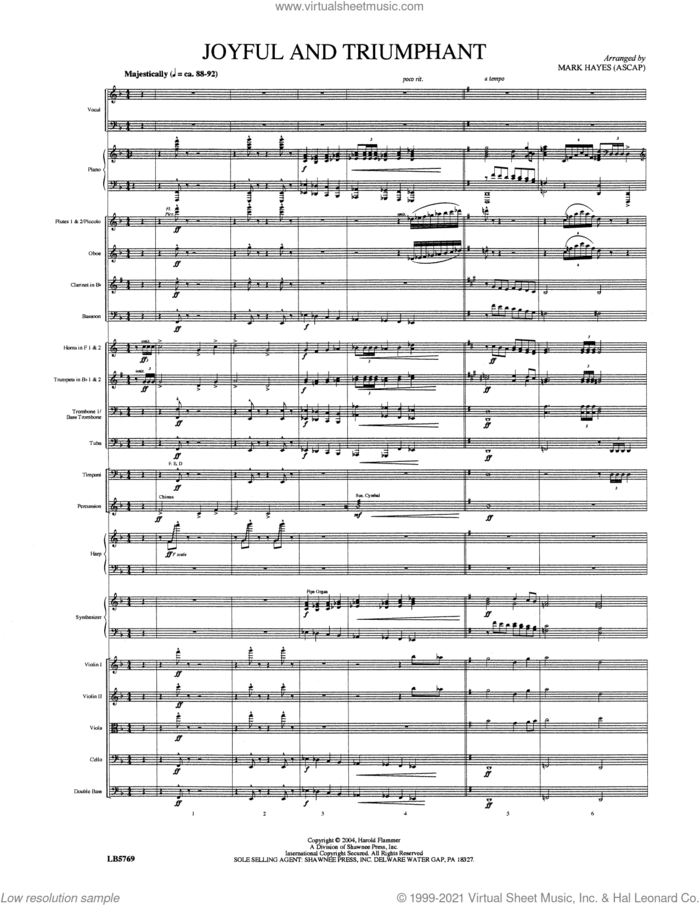 Joyful and Triumphant (COMPLETE) sheet music for orchestra/band by Mark Hayes, intermediate skill level