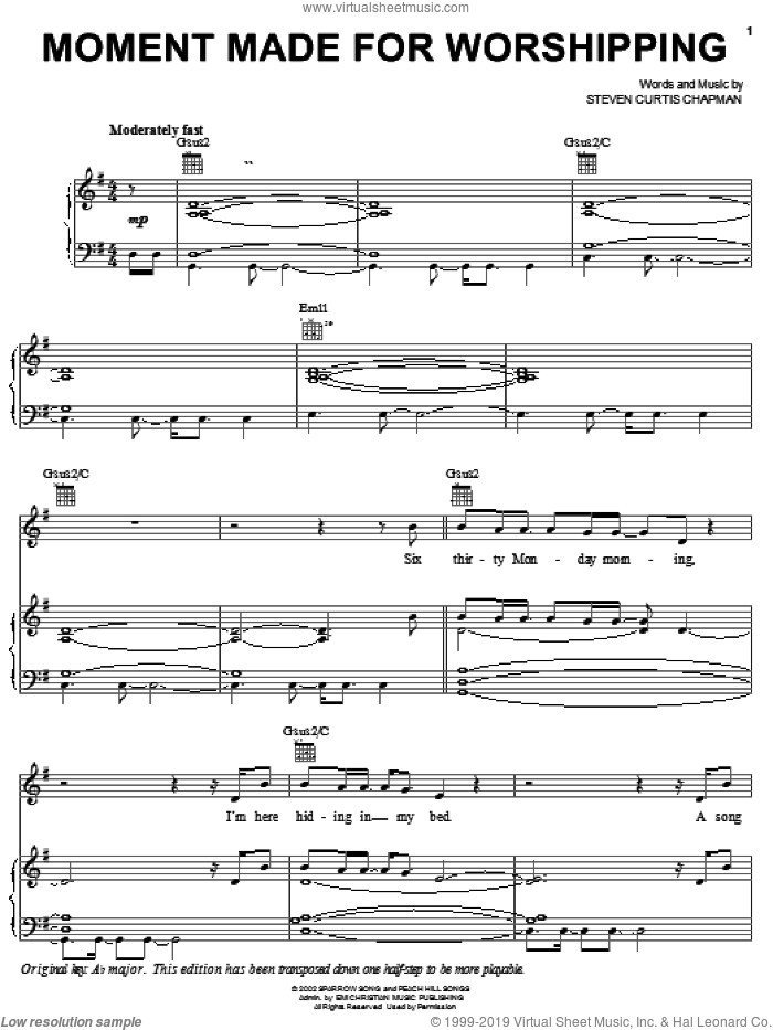 Moment Made For Worshipping sheet music for voice, piano or guitar by Steven Curtis Chapman, intermediate skill level