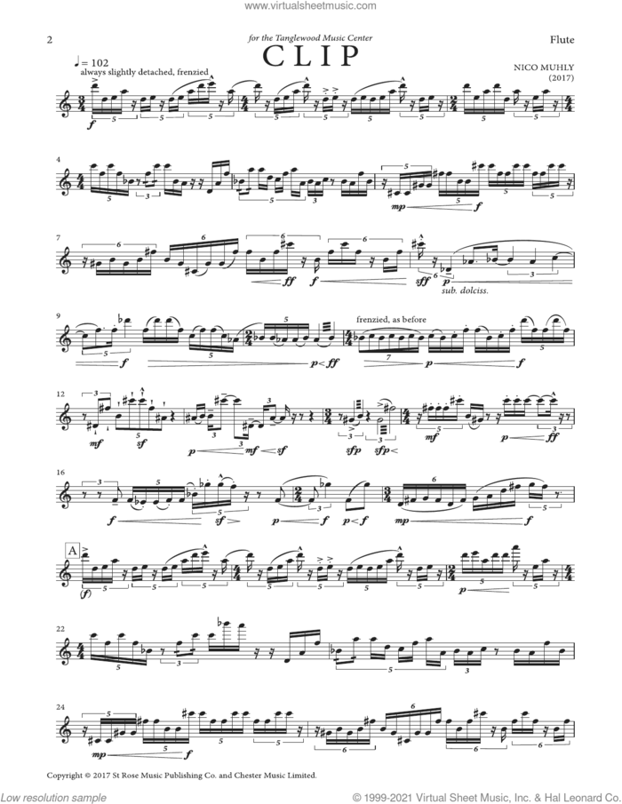 Clip sheet music for mixed ensemble (parts) by Nico Muhly, classical score, intermediate skill level