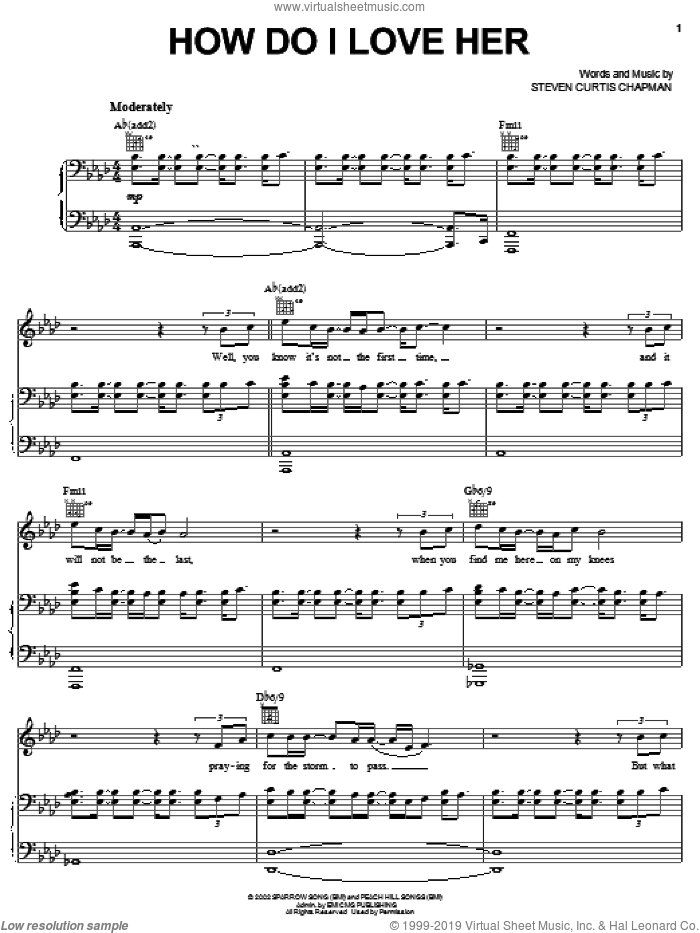 How Do I Love Her sheet music for voice, piano or guitar by Steven Curtis Chapman, intermediate skill level