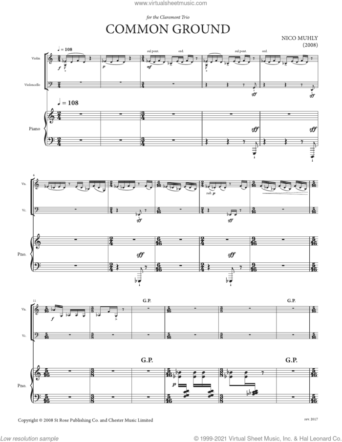 Common Ground sheet music for mixed ensemble (score ands) by Nico Muhly, classical score, intermediate skill level