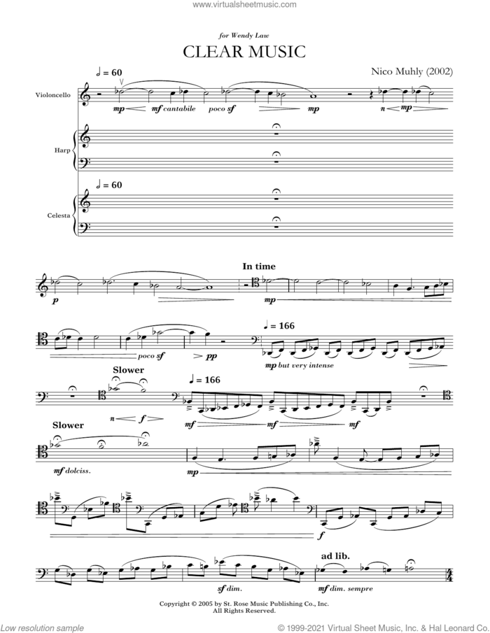 Clear Music sheet music for mixed ensemble (score) by Nico Muhly, classical score, intermediate skill level