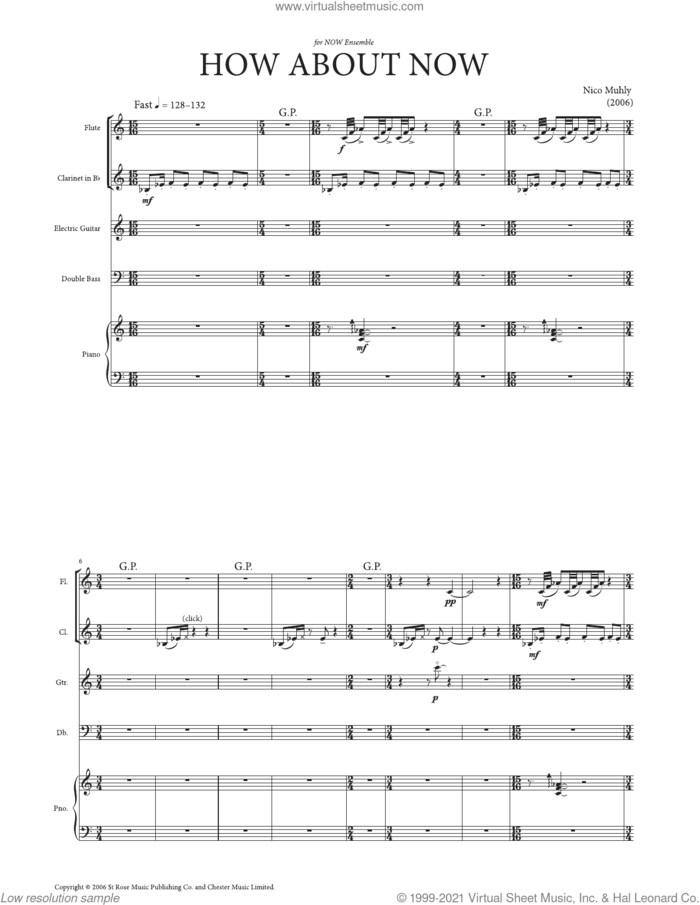 How About Now sheet music for mixed ensemble (score ands) by Nico Muhly, classical score, intermediate skill level