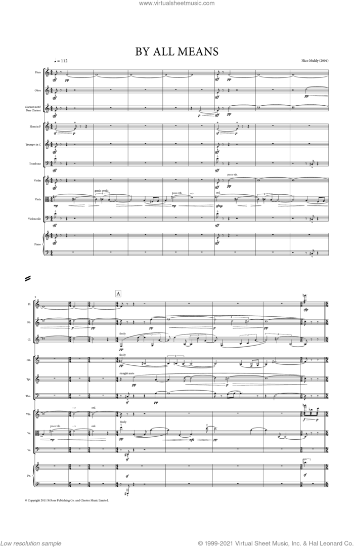 By All Means sheet music for mixed ensemble (full score) by Nico Muhly, classical score, intermediate skill level