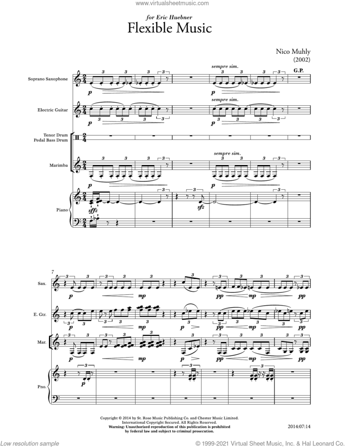 Flexible Music sheet music for mixed ensemble (score ands) by Nico Muhly, classical score, intermediate skill level