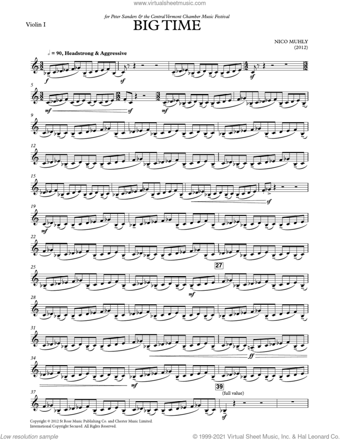Big Time sheet music for mixed ensemble (parts) by Nico Muhly, classical score, intermediate skill level