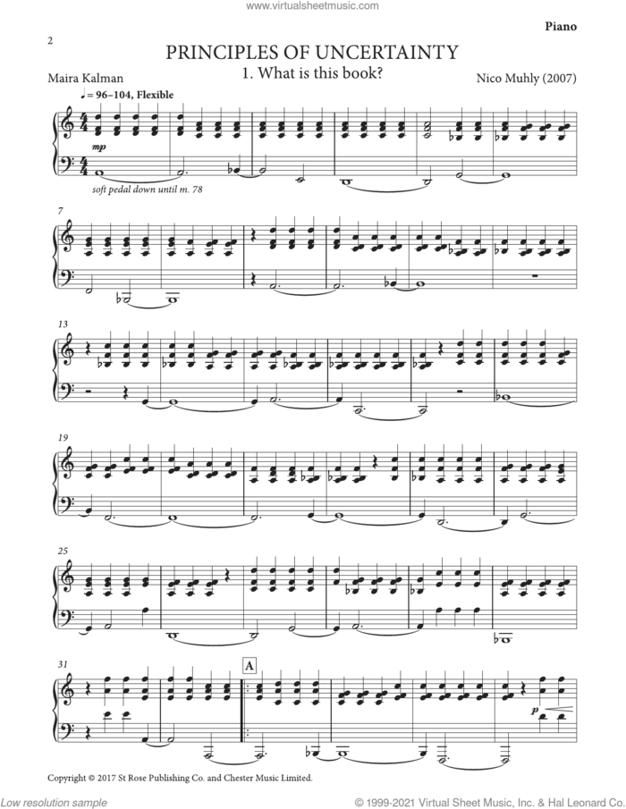 Principles Of Uncertainty sheet music for mixed ensemble (parts) by Nico Muhly, classical score, intermediate skill level