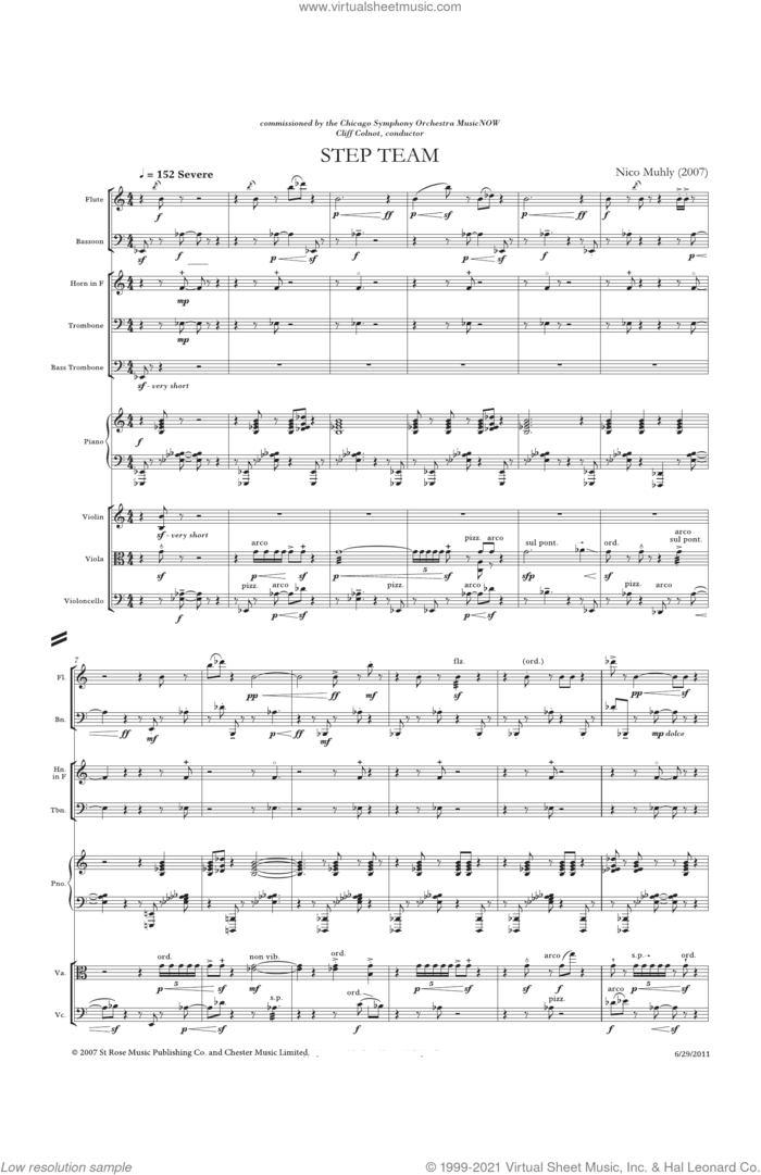 Step Team sheet music for mixed ensemble (full score) by Nico Muhly, classical score, intermediate skill level