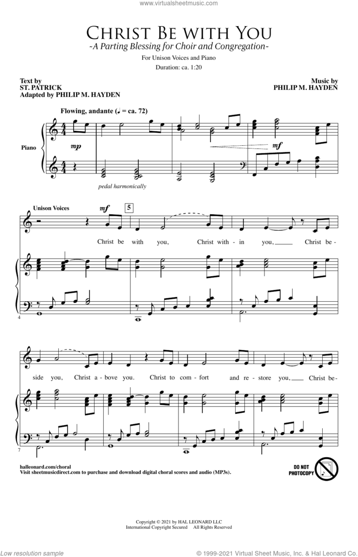 Christ Be With You (A Parting Blessing for Choir and Congregation) sheet music for choir (SATB: soprano, alto, tenor, bass) by Philip M. Hayden and St. Patrick, intermediate skill level