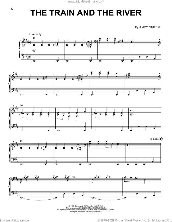 The Train And The River [Jazz version] (arr. Brent Edstrom) sheet music for piano solo by Jimmy Giuffre and Brent Edstrom, intermediate skill level