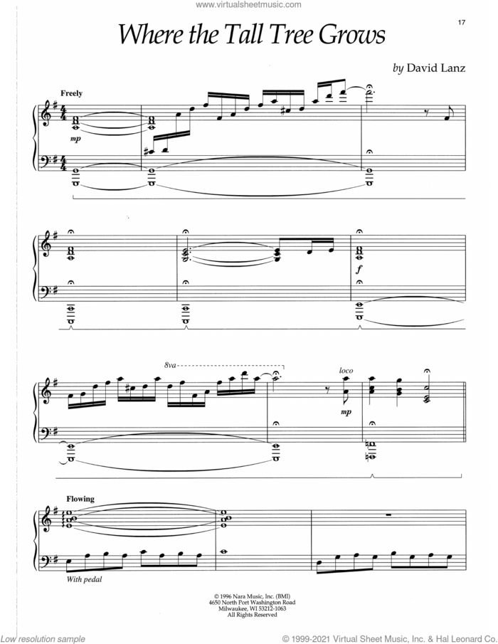 Where The Tall Tree Grows sheet music for piano solo by David Lanz, intermediate skill level