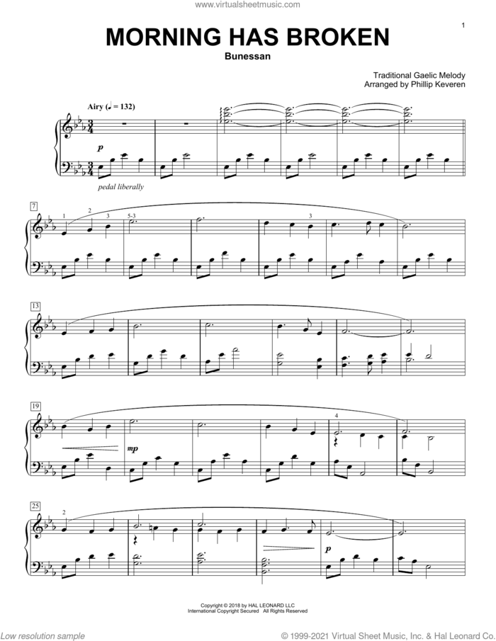 Morning Has Broken (arr. Phillip Keveren) sheet music for piano solo  and Phillip Keveren, intermediate skill level