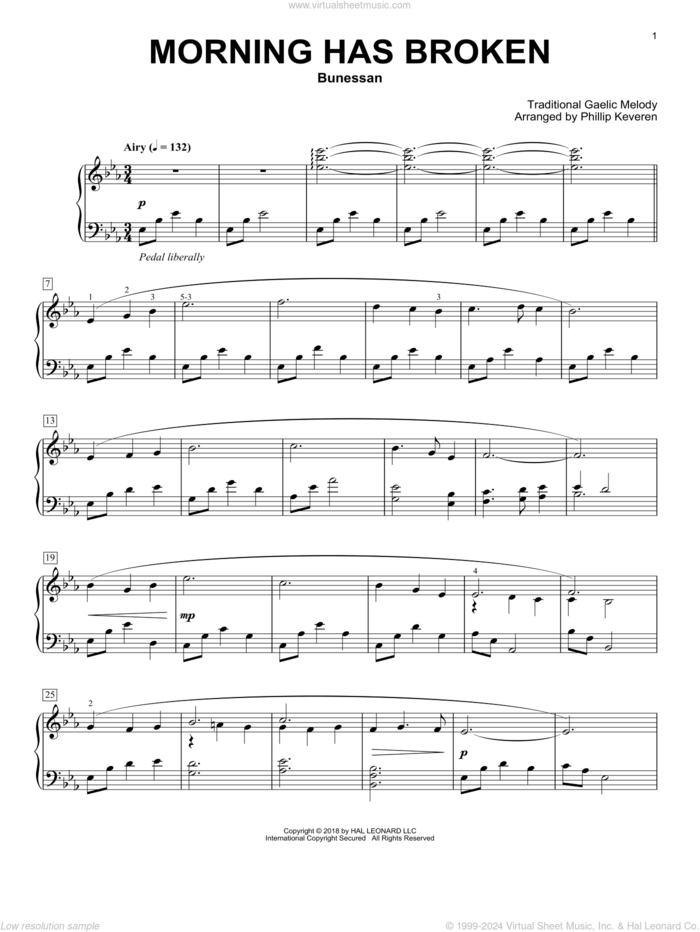 Morning Has Broken (arr. Phillip Keveren) sheet music for piano solo  and Phillip Keveren, intermediate skill level