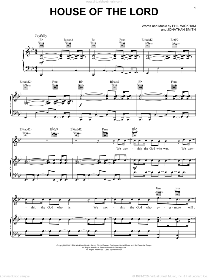House Of The Lord sheet music for voice, piano or guitar by Phil Wickham and Jonathan Smith, intermediate skill level