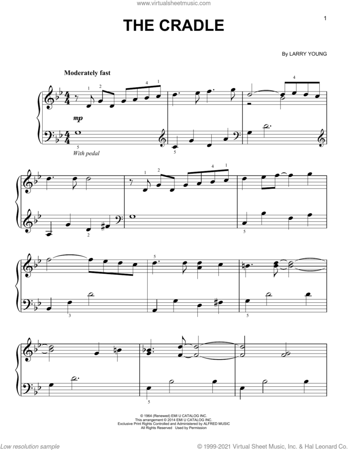 The Cradle sheet music for voice and other instruments (E-Z Play) by George Winston and Larry Young, easy skill level