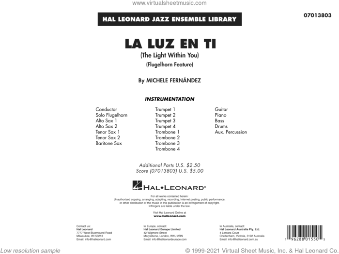 La Luz En Ti (The Light Within You) (Flugelhorn Feature) (COMPLETE) sheet music for jazz band by Michele Fernández, intermediate skill level