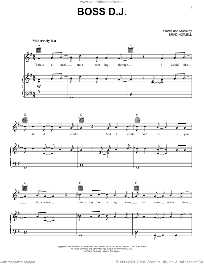 Boss D.J. sheet music for voice, piano or guitar by Sublime and Brad Nowell, intermediate skill level