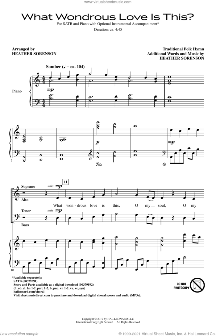 What Wondrous Love Is This? (arr. Heather Sorenson) sheet music for choir (SATB: soprano, alto, tenor, bass) by Heather Sorenson and Traditional Folk Hymn, intermediate skill level