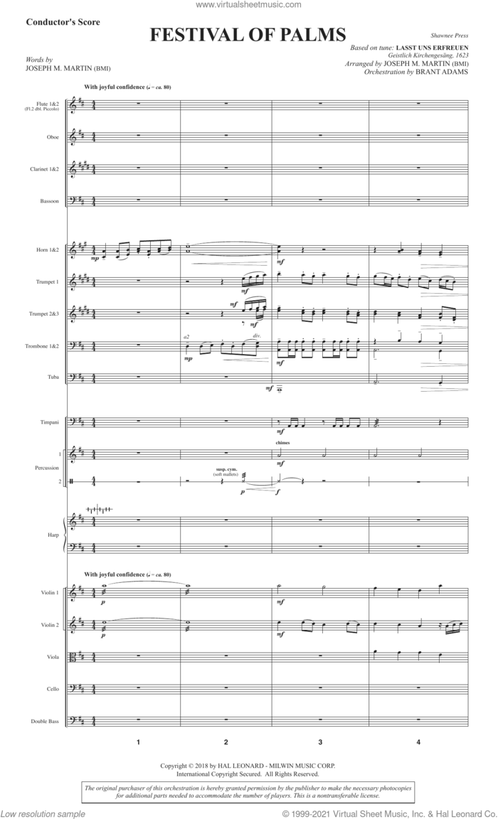 Festival of Palms (Full Orchestra) (COMPLETE) sheet music for orchestra/band by Joseph M. Martin and Lasst Uns Erfreuen, intermediate skill level