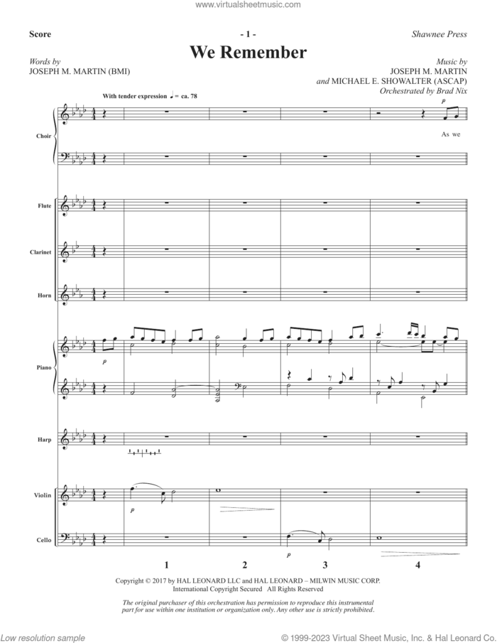 We Remember (COMPLETE) sheet music for orchestra/band by Joseph M. Martin, Joseph M. Martin and Michael E. Showalter and Michael E. Showalter, intermediate skill level