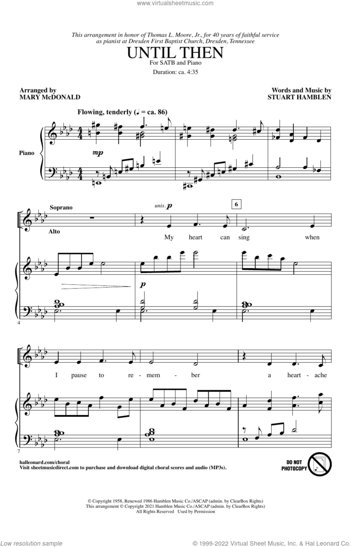 Until Then (arr. Mary McDonald) sheet music for choir (SATB: soprano, alto, tenor, bass) by Stuart Hamblen and Mary McDonald, intermediate skill level