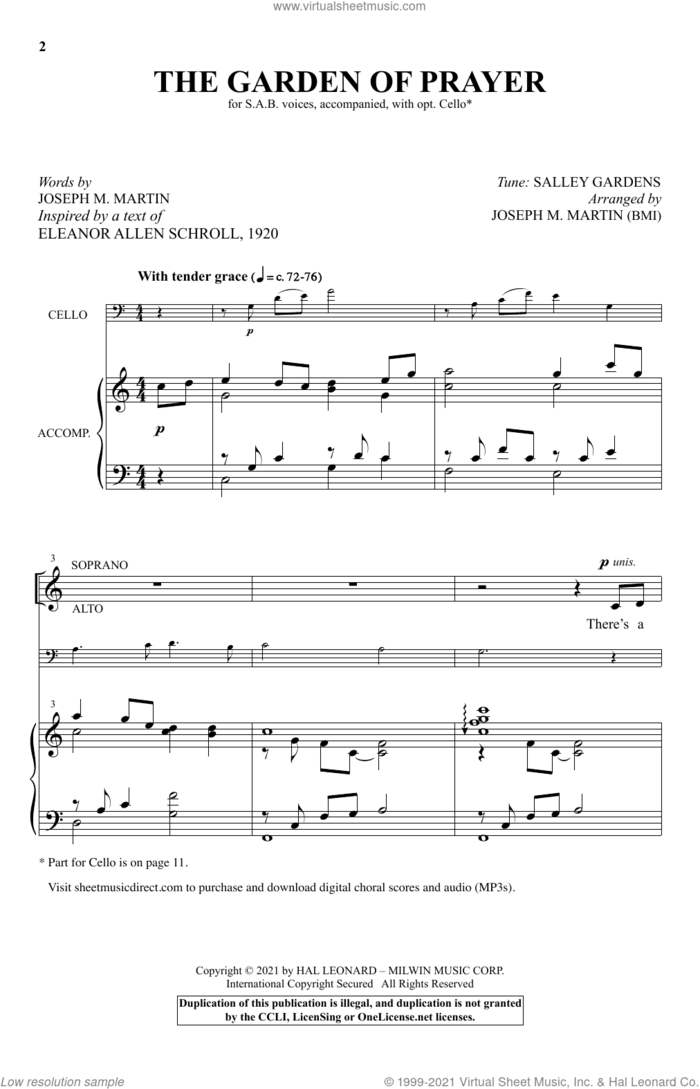 The Garden Of Prayer sheet music for choir (SAB: soprano, alto, bass) by Joseph M. Martin, intermediate skill level