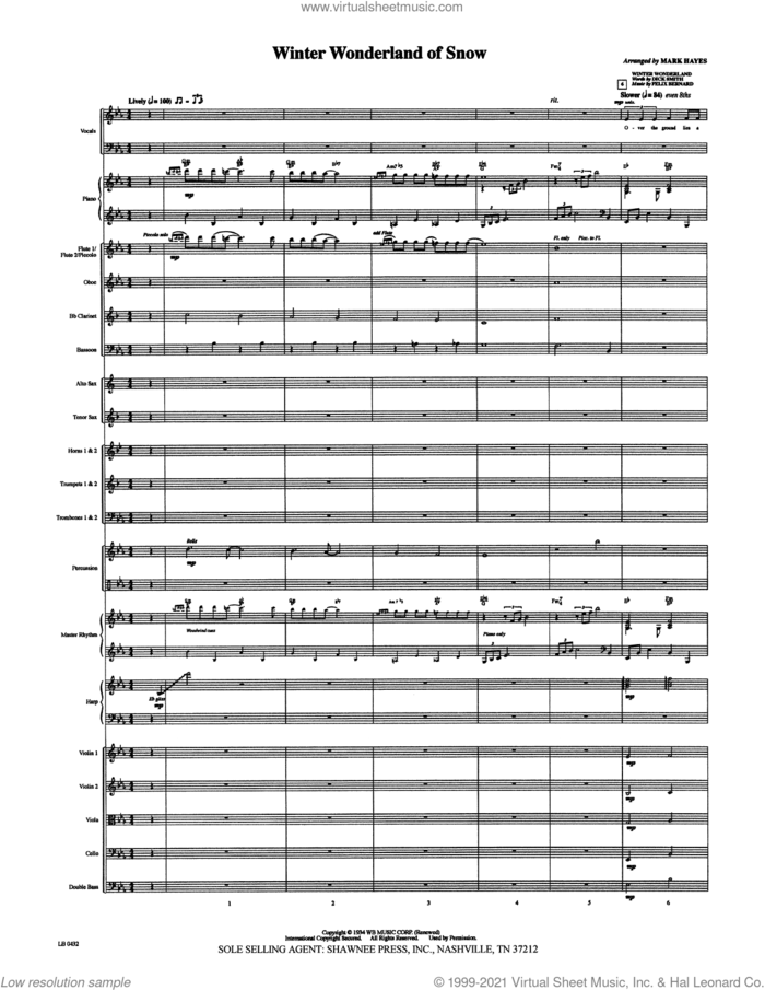 Winter Wonderland of Snow (COMPLETE) sheet music for orchestra/band by Mark Hayes, intermediate skill level