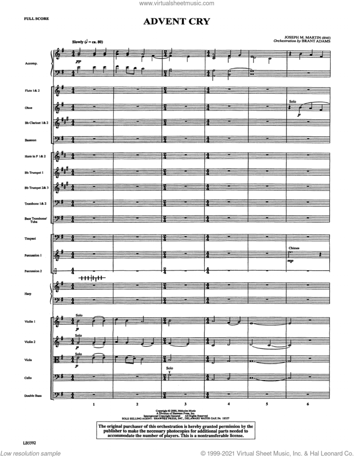 Advent Cry (from The Winter Rose) (COMPLETE) sheet music for orchestra/band by Joseph M. Martin, intermediate skill level