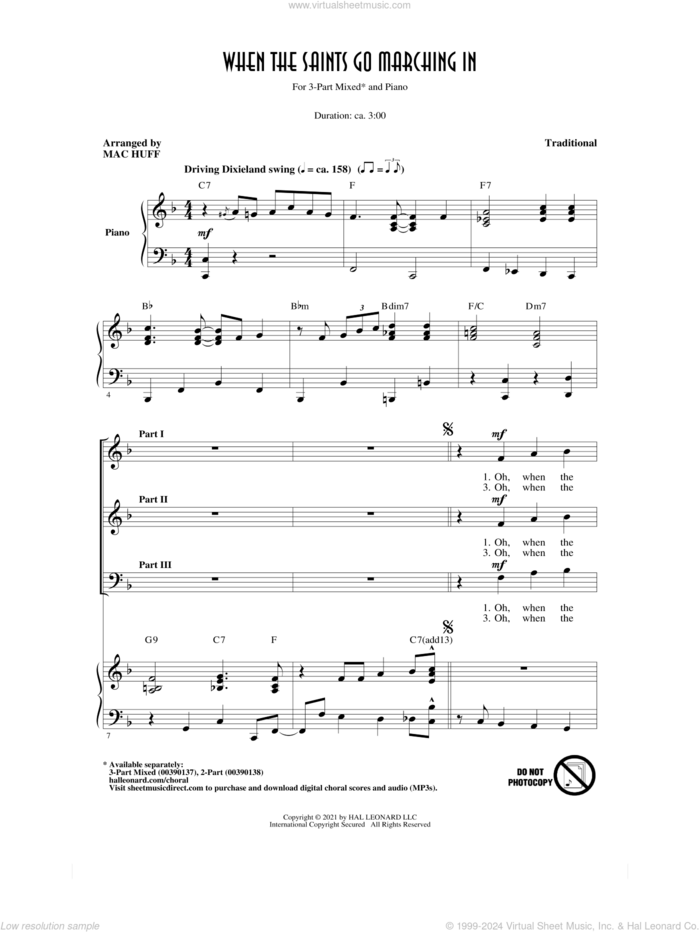 When The Saints Go Marching In (arr. Mac Huff) sheet music for choir (3-Part Mixed)  and Mac Huff, intermediate skill level