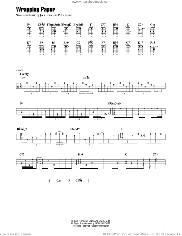 Wrapping Paper (feat. Ray Benson and Asleep At The Wheel) sheet music for ukulele by Jake Shimabukuro, Eric Clapton, Jack Bruce and Pete Brown, intermediate skill level