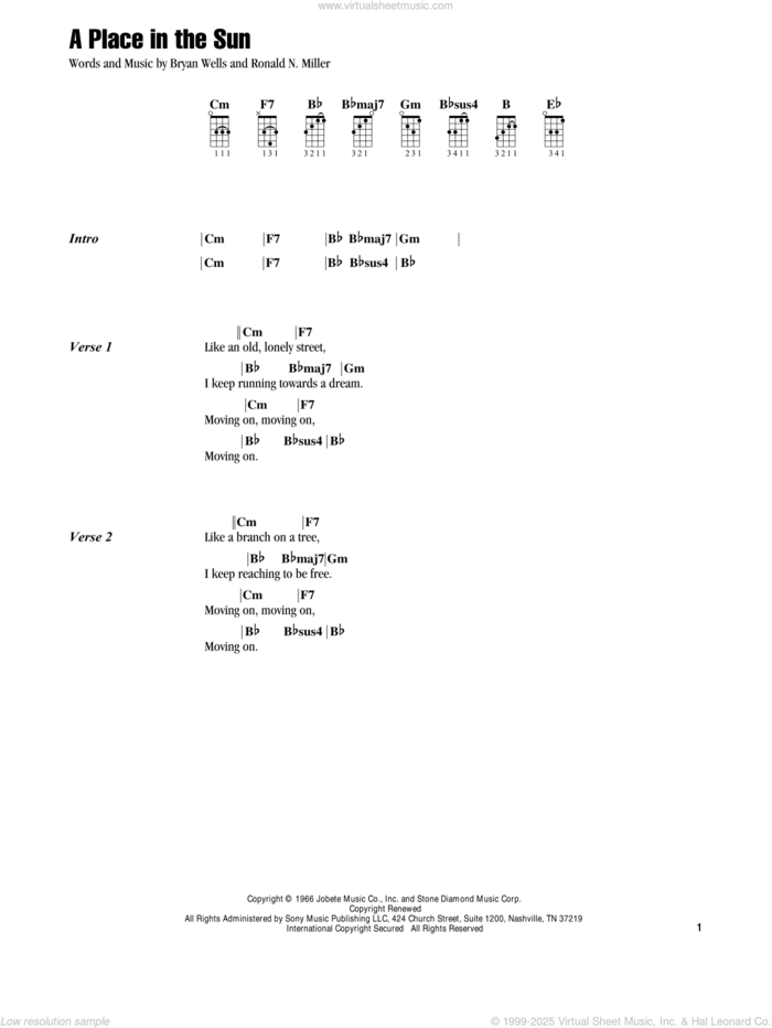 A Place In The Sun (feat. Jack Johnson with Paula Fuga) sheet music for ukulele by Jake Shimabukuro, Stevie Wonder, Bryan Wells and Ronald N. Miller, intermediate skill level