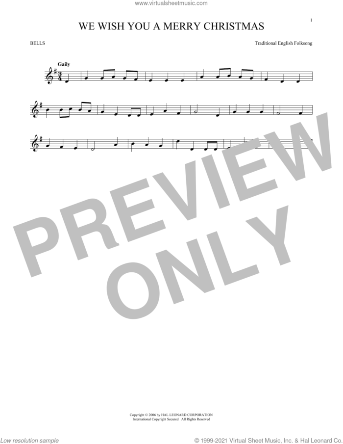 We Wish You A Merry Christmas sheet music for Hand Bells Solo (bell solo), intermediate Hand Bells Solo (bell)