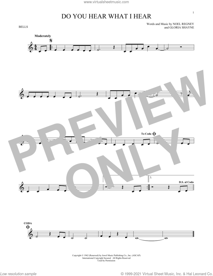 Do You Hear What I Hear sheet music for Hand Bells Solo (bell solo) by Gloria Shayne, Noel Regney and Noel Regney & Gloria Shayne, intermediate Hand Bells Solo (bell)