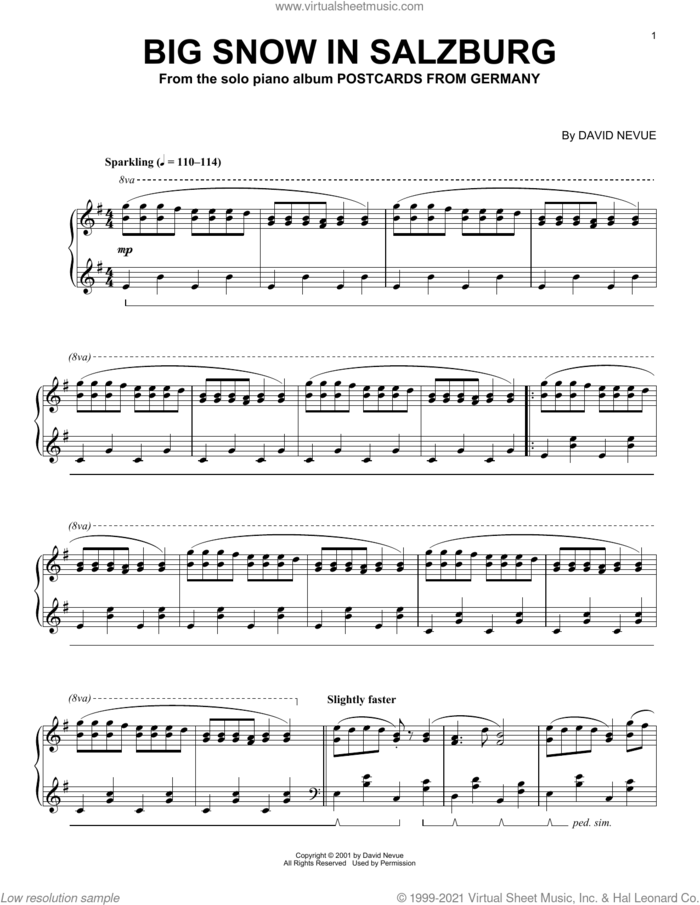 Big Snow In Salzburg sheet music for piano solo by David Nevue, intermediate skill level