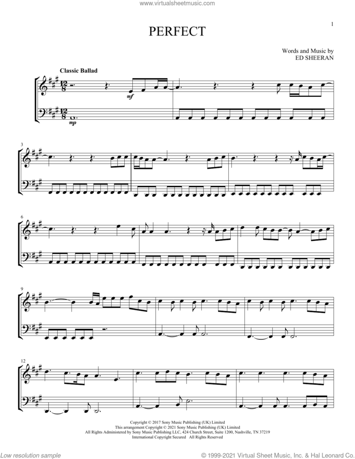 Perfect sheet music for instrumental duet (duets) by Ed Sheeran, intermediate skill level